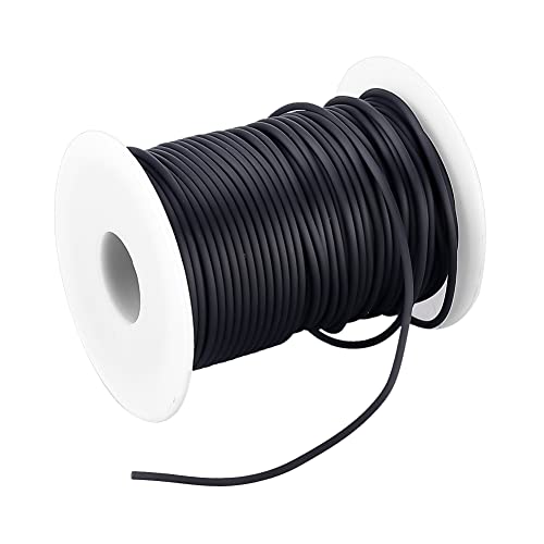 NBEADS 1 Rollo 30M Cordón de Caucho Sintético, 2mm Cordón Macizo de Caucho Negro para Manualidades de Bricolaje y Decoración Colgante