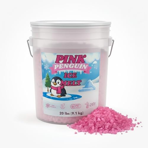 Home and Country USA Pink Penguin Calcium Magnesium Acetate Ice Melt 20 lb Pet Safe De-Icer Works in Extreme Winter Conditions Safe for Driveways, Sidewalks & Steps