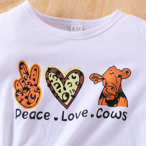 Image of Ayzozuy Kids Toddler Girl Clothes Letter Print Graphic Top + Leopard Print Flare Leg Pants 2PC Summer Clothing Set