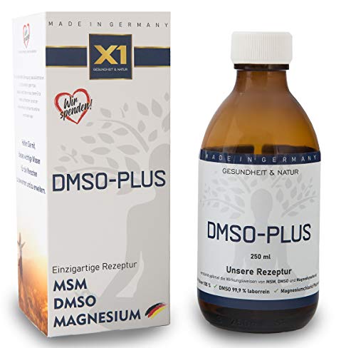 X1 DMSO-PLUS | DMSO-Komplex mit MSM und Magnesium | DMSO mit 99,9% pharmazeutischer Reinheit | Dymethylsulfoxid ph. EUR | in Braunglasmedizinflasche | Made in Germany