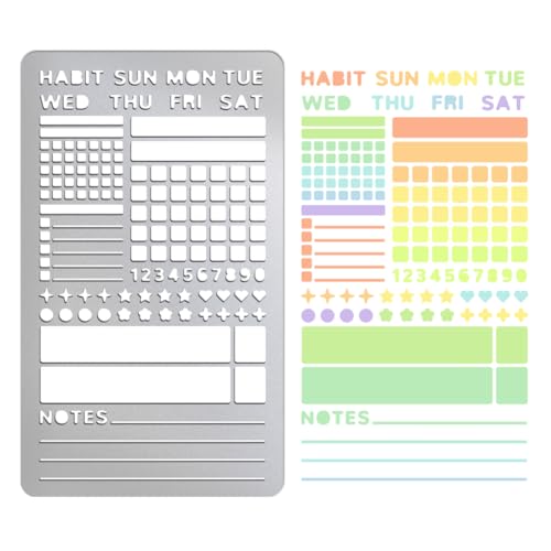 UNICRAFTALE 1 plantilla de calendario de acero inoxidable, semanal de metal, notas de diario, reutilizables para manualidades, cuadernos, diarios, álbumes de recortes