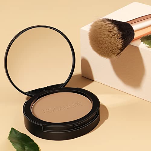 Focallure Flawless Pressed Powder, Control Shine & Smooth Complexion, Pressed Setting Powder Foundation Makeup, Portable Face Powder Compact, Long-Lasting Matte Finish, Nude #TOP7