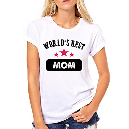 Puzzletee T-Shirt Festa della Mamma Best Mom in The World - Maglietta Divertente Donna - Idea Regalo