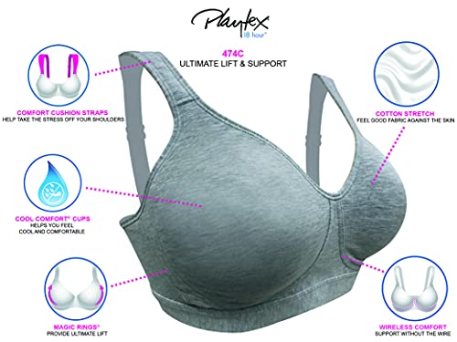 Playtex womens 18 Hour Lift & Support Cool Comfort Cotton Stretch Bra Full Coverage Bra (pack of 1)