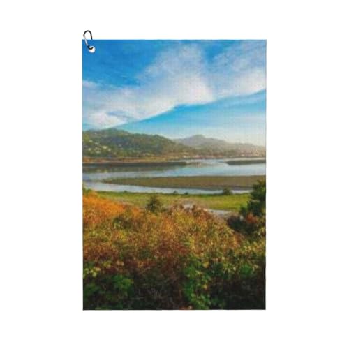 Zwiafokn Sunrise Sea Coast Golf Towel 16x24 with Carabiner