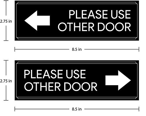 Please Use Other Door Vinyl Sticker Decal (2 Pack) - 8.5X2.75 Inches - For Stores Businesses Office, Door Sign, Arrow Stickers, Sticker Set #TOP1