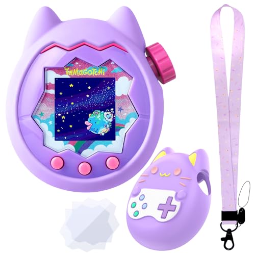 Funda de silicona para Tamagotchi Paradise, funda protectora con protector de pantalla y cordón para Tamagotchi Paradise Water, Land, Sky, Jade Forest - Suave, bonita, impermeable, antiarañazos, a