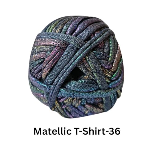 Image of VCR Shine Multi Blue Metallic T-Shirt Yarn, 100 Grams, 100% Metallized Craft Yarn, Pack of 1 Yarn, Suitable for Handbags, Tote Bags and Sling Bags