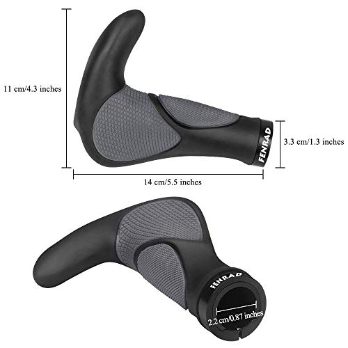 Fahrradgriffe ergonomisch, Horn Lenkergriffe für MTB, Trekkingrad, E-Bike, Cityrad Rennrad und Faltrad mit Zwei Seiten Lock-On Design aus rutschfestem Gummi (22 mm Fahrrad Griffe)