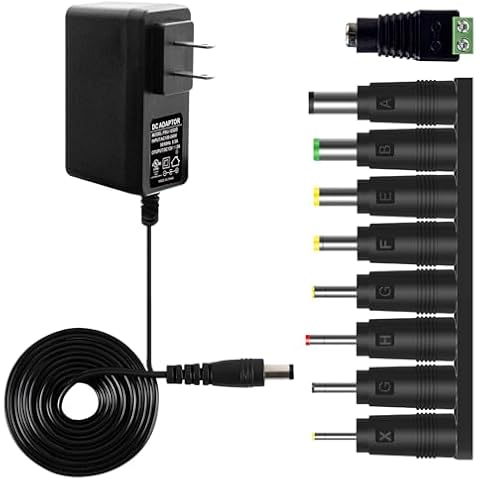 (Real 2A) DC 12V Power Supply,12 Volt 2000mAh AC Adapter w/ 9 Tips for CCTV Cameras, Router, DC Cord - 120VAC to 12VDC,4ft DC CORD w/5.5mm x 2.1mm Barrel Plug, UL-Listed,by CENTROPOWER Cover