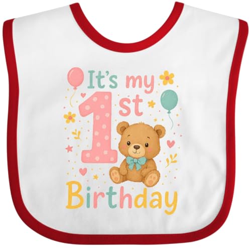 inktastic 1st Birthday Cute Teddy Bear Theme Baby Bib