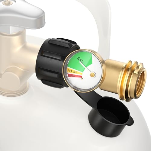 Propane Tank Gauge Level Indicator, Universal Propane Gauge for 5-40 lb LP Tank, Color Coded Gas Pressure Meter for BBQ Grill, RV, Camper, Heater, Leak Detector, QCC1/Type 1, Easy to Read, Durable