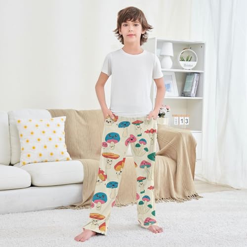 Boys' Pants Cute Kawaii Mushroom Cartoon Long Bottoms Jogger Pants Elastic Waist Trousers with Pockets S-XL3