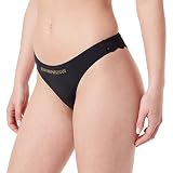 Emporio Armani Underwear Damen Second Skin Microfiber & Lace Brazilian Brief, Black, L