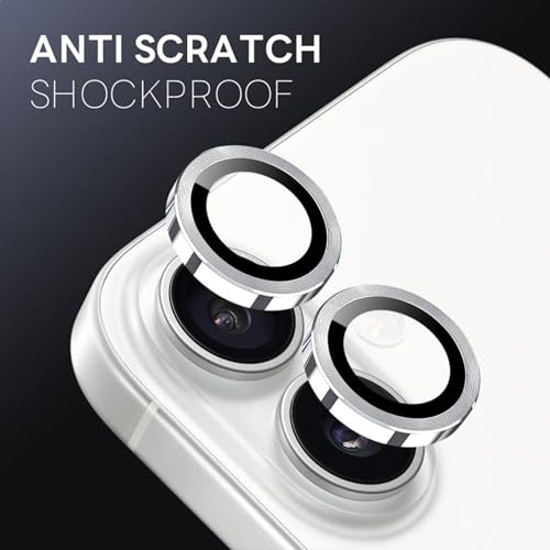Image of amazon basics Camera Glass Lens Protector Ring for iPhone 17 Case Friendly with Edge to Edge Coverage and Easy Installation (Silver)