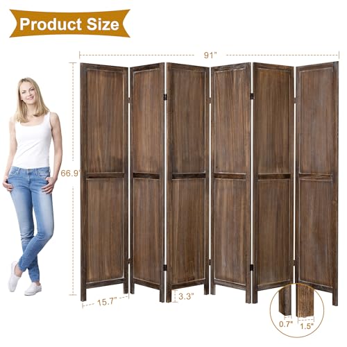 6-Panel-Room-Divider-Room-Divider-Screen-Wood-Room-Divider-Folding-Screen-Room-Divider-56-Ft-Brown 6 Panel Room Divider Room Divider Screen Wood Room Divider Folding Screen Room Divider 56 Ft Brown