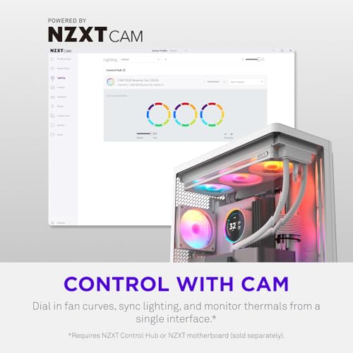 Image of NZXT F120 RGB - 120mm PWM RGB PC Case Fan, 8 LEDs - White
