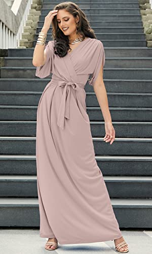 Image of KOH KOH Womens Long Pleated Flowy Modest Evening Wedding Guest Maxi Dress