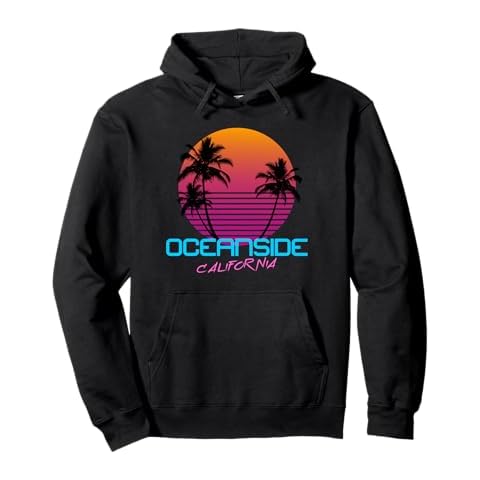 Oceanside California Retro 80s Hoodie Pullover Hoodie Cover