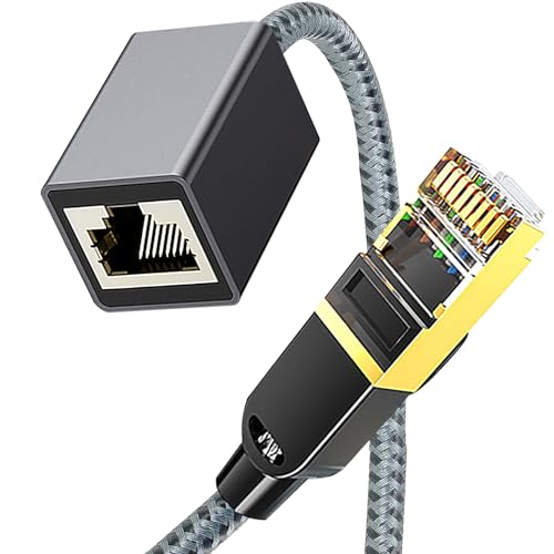 tunghey Nylon Braided Ethernet Extension Cable Cat6 LAN Cable Extender Cat 6 RJ45 Network Patch Cord Male to Female Connector for Router Modem Smart TV PC Computer Laptop (0.5M)