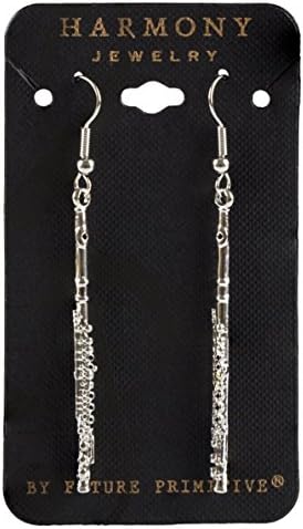 Chesbro Music Flute Earings Plated Base Metal, Silver Color