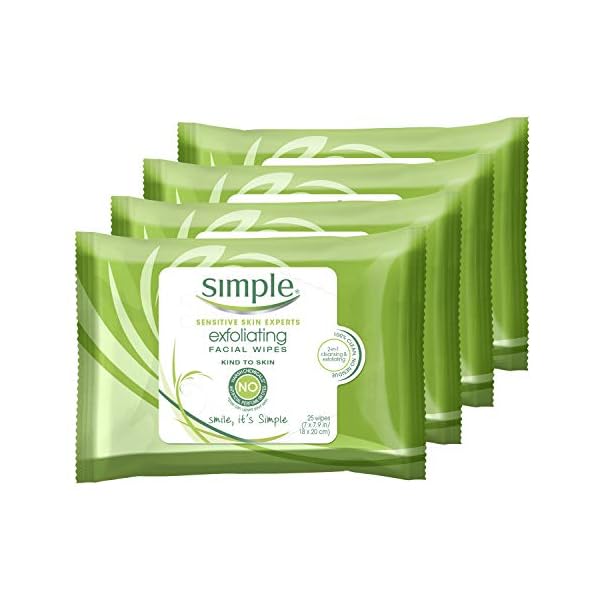 Simple Kind to Skin Cleansing Wipes Gentle and Effective Makeup Remover Exfoliating Free from color and dye, artificial…