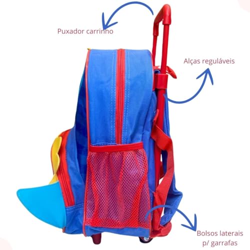 Mochila de Rodinha com Lancheira Térmica Infantil Dinossauro