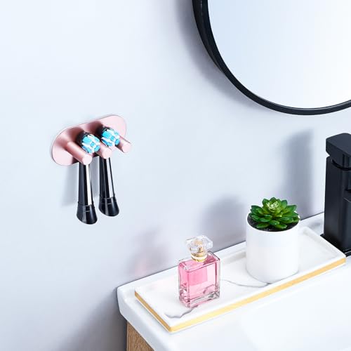 GGQ Zahnbürstenhalter Wand Ohne Bohren Elektrische Zahnbürste Halter, Aufsteckbürsten Halterung, Selbstklebend Zahnbürstenkopf Halter für Bad Zahnbürsten Aufbewahrung (Roségold, Klein) 4