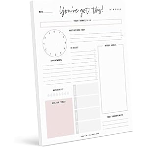 Bliss Collections Daily Planner, You’ve Got This, Undated Tear-Off Sheets Notepad Includes Calendar, Organizer…