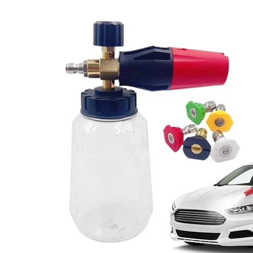 Schiuma Per Lavaggio Auto | Per Idropulitrice con Doppio Connettore | Accessorio Lavaggio con 5 Ugelli per Esterno, Tetto e Pavimentazione