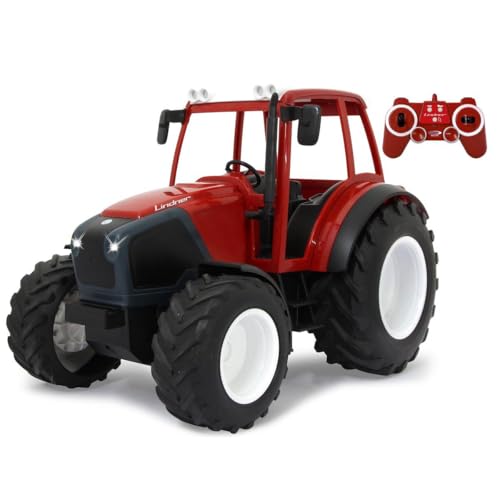 JAMARA 405051 - Lindner Geotrac 1:16 2,4GHz - realistischer Motorsound (abschaltbar), Rückfahrwarnsound, Hupe, 2 Radantrieb, helle LED‘s vorne, Blinker, Demofunktion, rot
