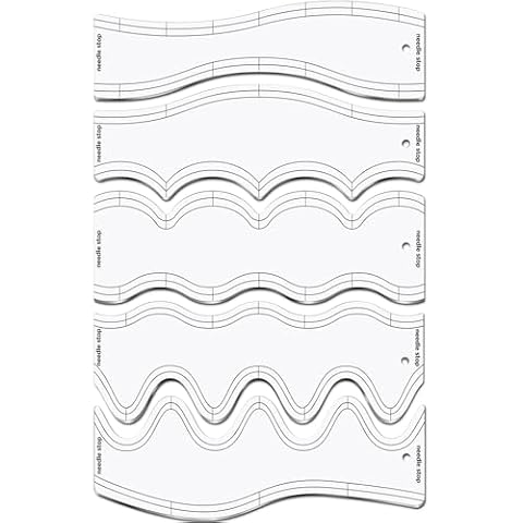 Sinload 5 Pcs Quilting Ruler and Templates 10.24 Inches Waves Ruler Acrylic Quilting Templates for Machine Quilting Free Motion Quilting Stencils Wavelengths Sewing Rulers for Patchwork Splicing Cover