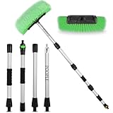 POOPLE Car Wash Brush 72" | On/Off Switch for Car Truck Boat Washing Brush with Hose Attachment | 12-Inch Soft Bristle Cleaning House Siding, Auto Cars, Trucks, SUV, RV, Floors and More!