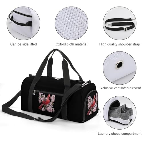 Cardinal Bird Gym Bag Travel Duffel Bag Sports Tote Bag Workout Bag Weekender Bag for Women Men3