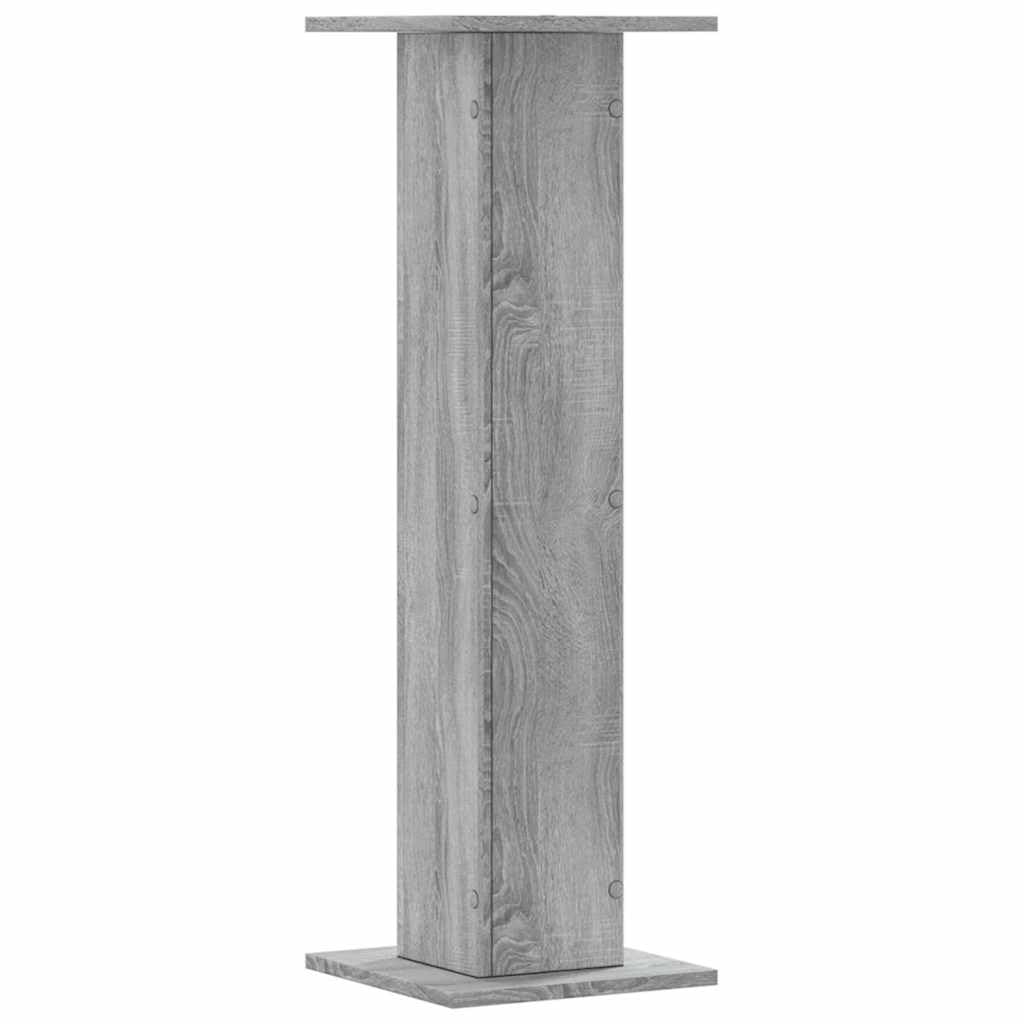 Set di 2 supporti per altoparlanti, in legno, altezza regolabile 95 cm, treppiede da pavimento per altoparlanti HiFi, grigio Sonoma, piastra 30 x 30 cm