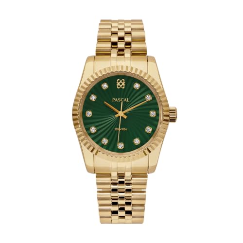 Image of PASCAL Timeless Classic Diamond Watch for Women Men, Swiss Quartz | Lab-Grown Diamonds, Sapphire Crystal, Stainless Steel Strap, 10 ATM Waterproof, Luxury Watch Gift,Fits Wrist 6.5 inch-9.5 inch