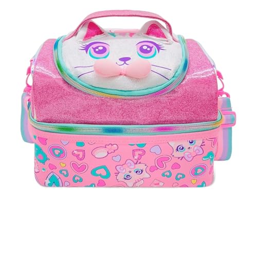 Image of Kids Double Decker Cooler Insulated Lunch Bag Large Tote for Boys, Girls, Men, Women, with Adjustable Strap (DBL-BAG-KITTY-01)