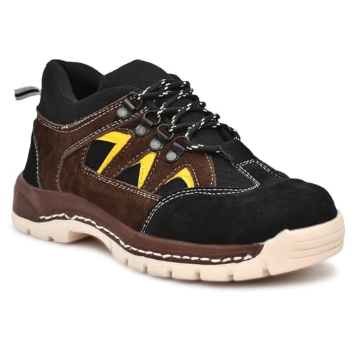 Image of Sagar International Men's Real Suede Leather Sport Safety with Steel Toe Light Weight Industrial Safety Shoes for Men