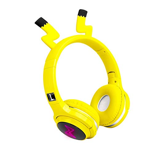 SFBBBO Headset Bluetooth Headphones Kids Cute Cartoon Bluetooth 5.0 Headset with Mic Stereo Wireless Gamer Earphones Pikachu