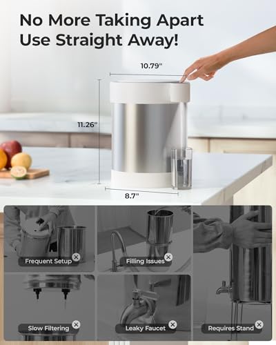 Image of Waterdrop ED21W Rechargeable Non-Gravity Water Filter System, 5-Stage Stainless Steel Countertop Filtration, Reduce 70+ Contaminants, Lead, Chlorine and Cadmium, 22-Cup