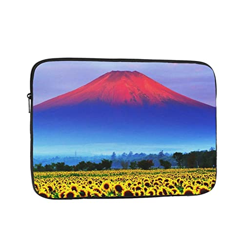 赤富士 朝焼けの富士山と向日葵 ノートパソコンケース 10 inch インチ ラップトップスリーブ PCケース スリーブケース インナーケース 耐衝撃 耐水性 通勤 通学 かわいい 保護ケース/ノートブック/タブレット