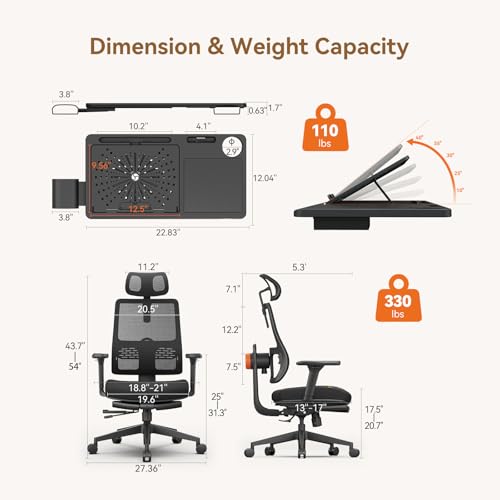 Image of Newtral Office Chair Ergonomic with Footrest, Auto-Following Lumbar Support, High Back Desk Chair with 4D Armrest,136 Tilt Lock, Adjustable Seat Depth & Height