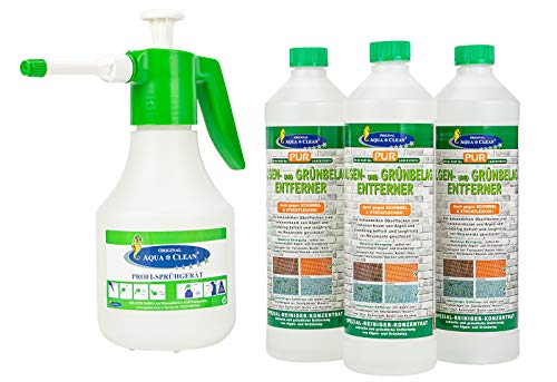 Preisvergleich Produktbild Aqua Clean Algen und Grünbelag-Entferner 3x1000ml + Profi-Sprühgerät