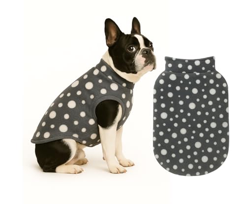 Image of The Pets Company Dog Winter Coat Jacket, Cloth, Windproof, Light Weight, Washable, Ultra Warm Thick Fleece Lined Dog Vest for Cold Weather Protection, (Polka Grey Cherry, Small - Med - 16 Inch)