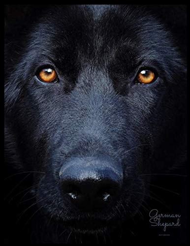 German Shepard Notebook: 120 Page Lined Notebook - Glossy - Black Dark Dog Design Journal Large (8.5 x 11)