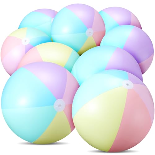 Image of Sinmoe 12 Pcs Inflatable Beach Balls Bulk Pastel Color Jumbo Big Macaron Beach Balls Kids Summer Swimming Party Favor Water Games(12.5 Inch)