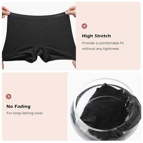 Image of BAMBOO COOL Womens BoyShorts Underwear Seamless Boxer Briefs Mid Rise Full Coverage Breathable Stretch Ladies Panties 5 Pack