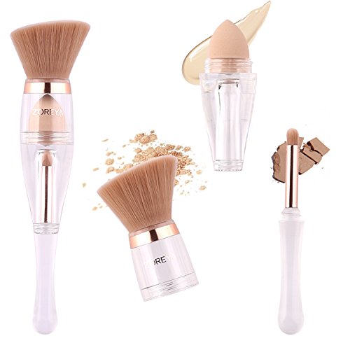 Makeup Brushes Zoreya(TM) 3 in 1 New TRIO Complexion 3x High Efficient Multipurpose Professional Designed Makeup Brushes set Kit with Maximum Application, Angled Brush, Blender Sponge (Blending Set)