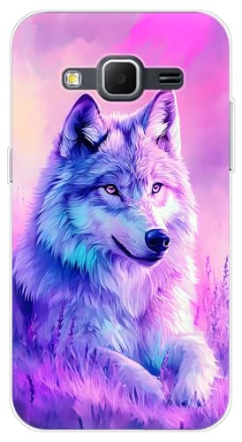 YonderYM Case Compatible with Samsung Galaxy Core Prime,Clear with Pattern Slim Protective Soft Bumper Phone Cover Design Shockproof Slim TPU Wolf2