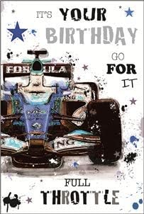 Jonny Javelin Male Birthday Card - (JJ-GR210) - F1 Car - from The Graffix Range - Embossed & Foil Finish